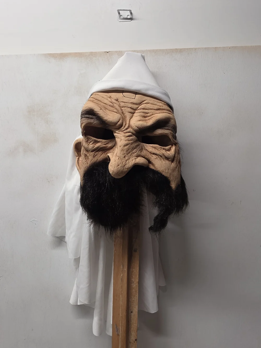 Vintage Sheik Arab Character Halloween Mask Beard White Headscarf Full Face